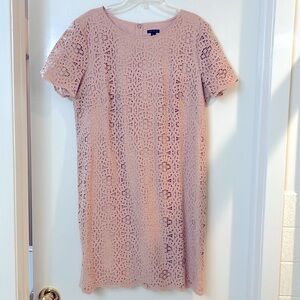 Ann Taylor blush pink lacy cut-out dress, size 12
